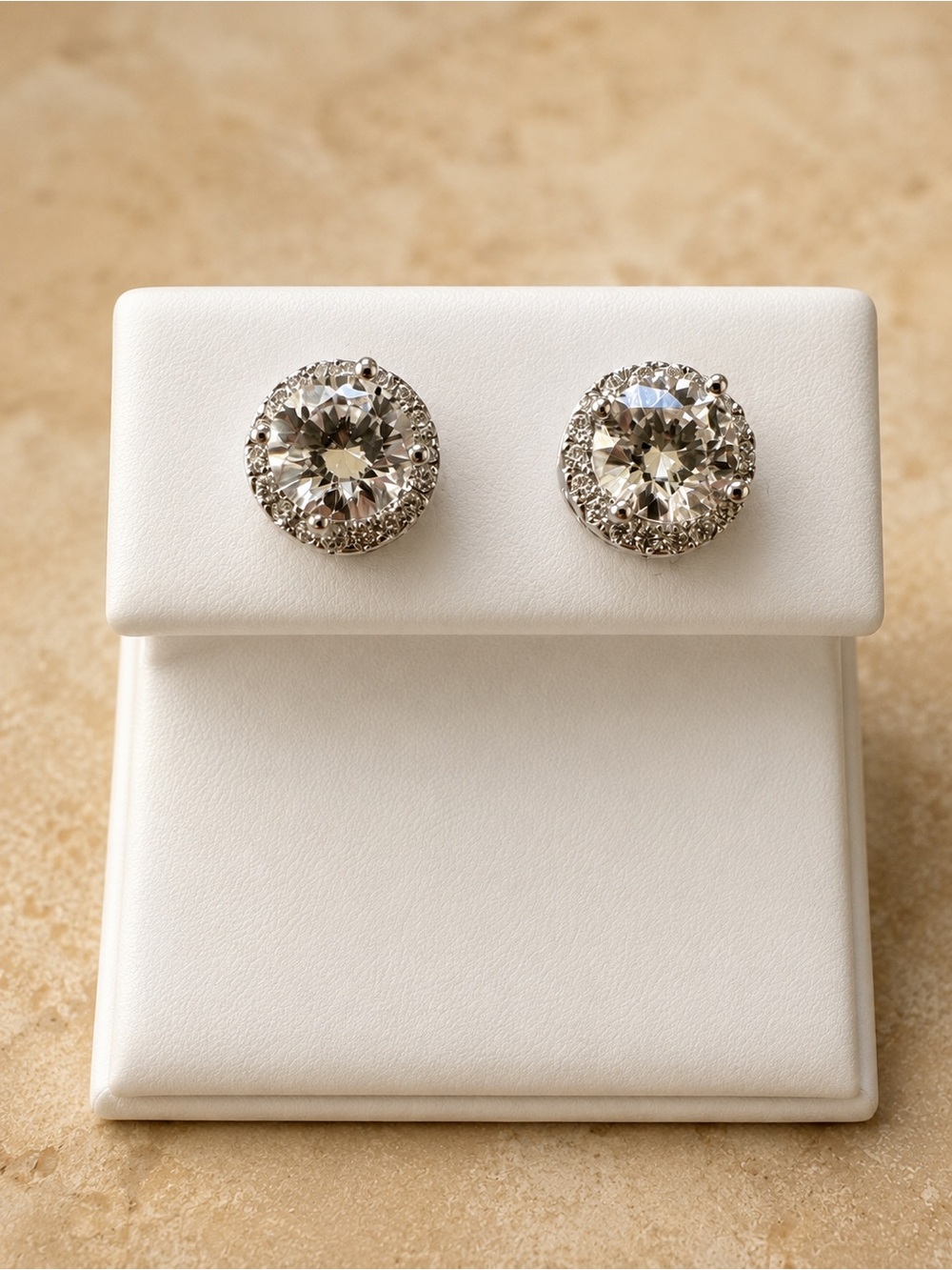 1.83 CTW Moissanite Halo Stud Earrings 925 Sterling Silver NWT Diamond Look
